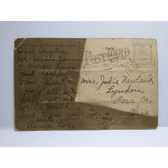 Santa Claus Christmas Postcard 1910 Handful Of Toys Peeks Through Opened Door - Picture 3 of 3